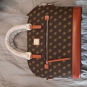 Authentic Dooney & Bourke Brown Gretta Domed Zip Satchel
